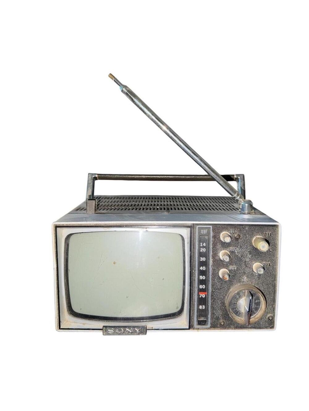 Vintage Sony Portable TV with Antenna UNTESTED FOR PARTS